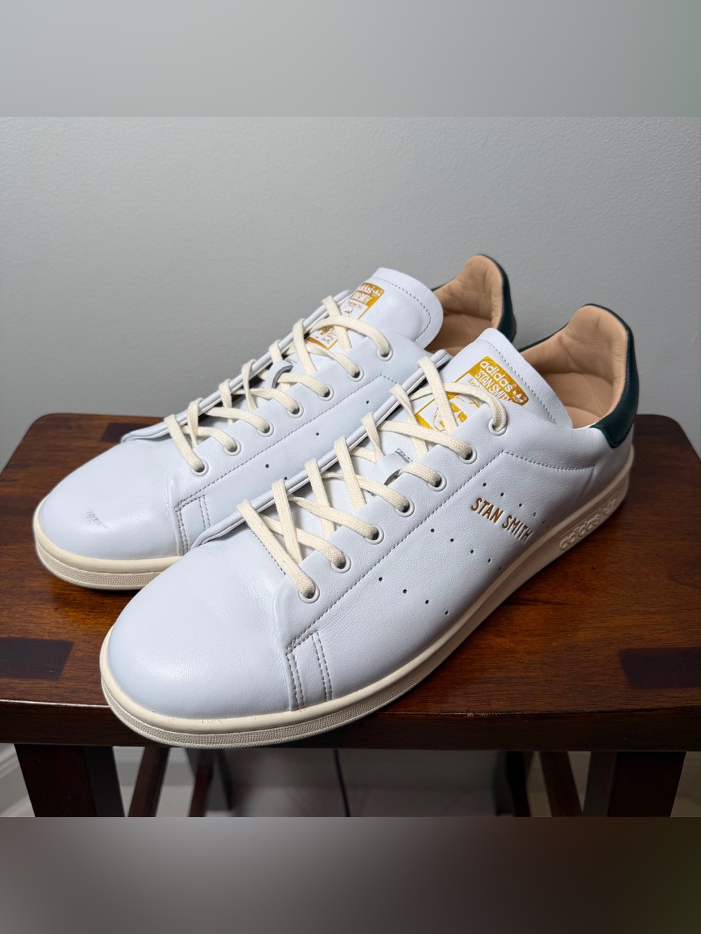 adidas Stan Smith Lux HP2201 Men’s 12.5 White Green Premium Leather Sneakers